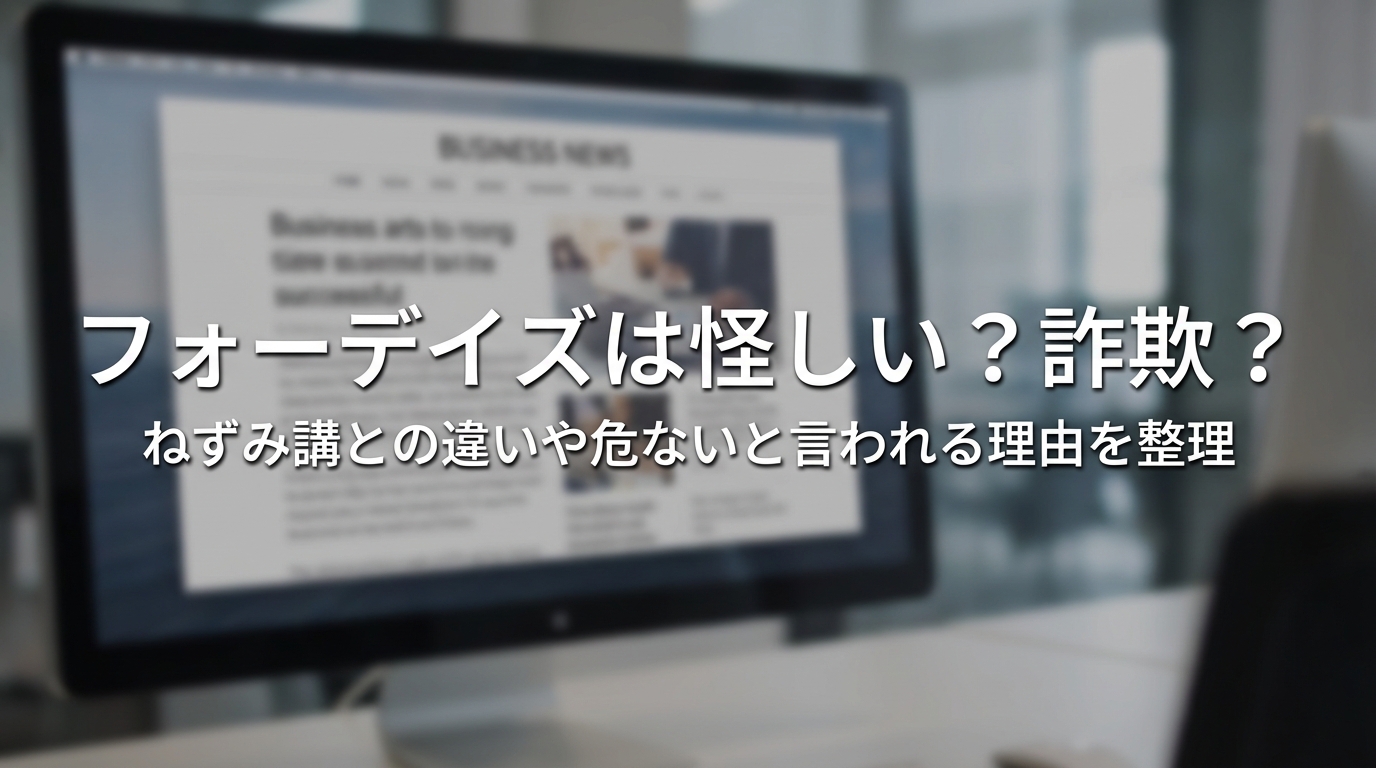 フォーデイズは怪しい？詐欺？ねずみ講との違いや危ないと言われる理由を整理