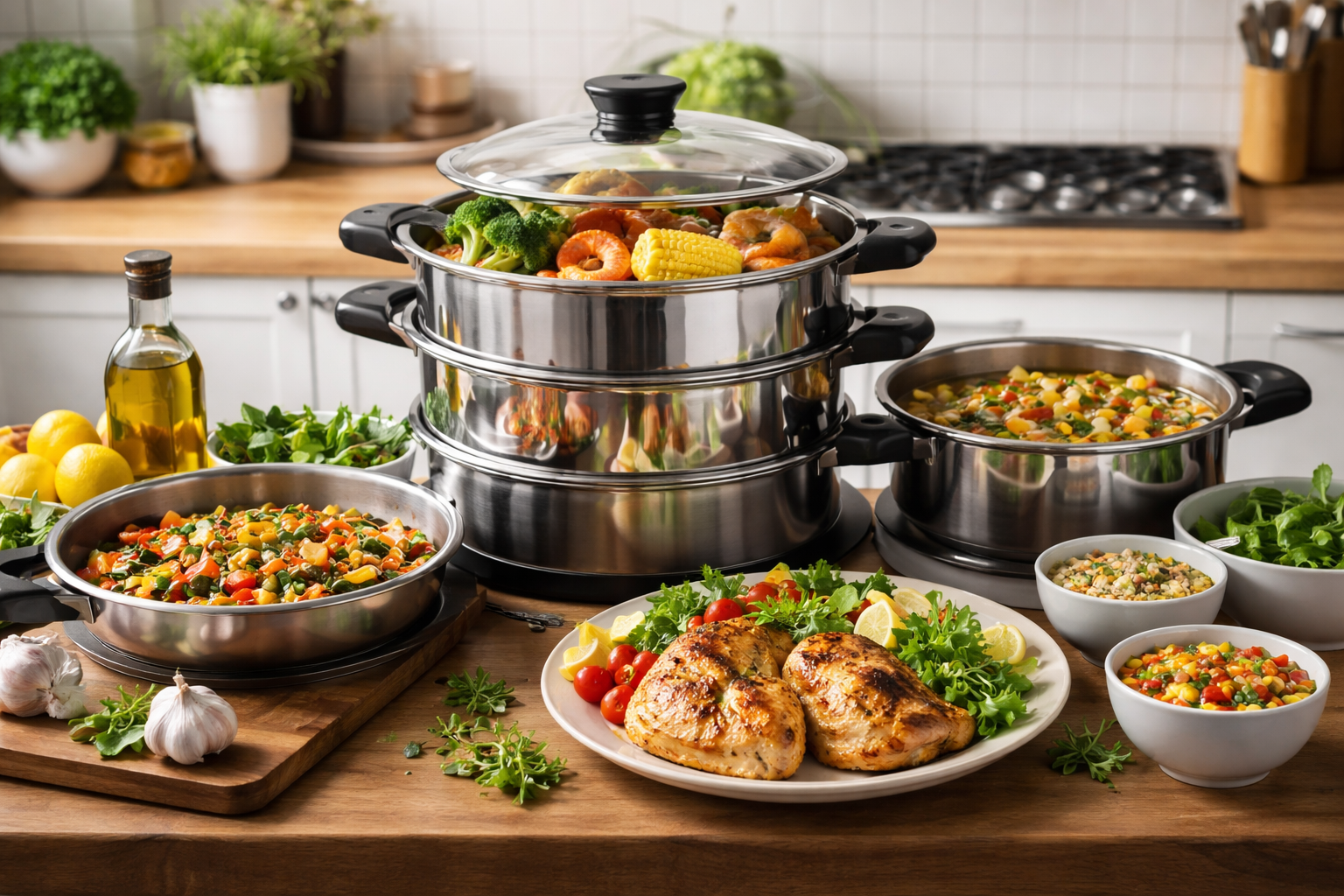 アムウェイレシピは「無水・無油・同時調理」を軸に組み立てると理解しやすいです