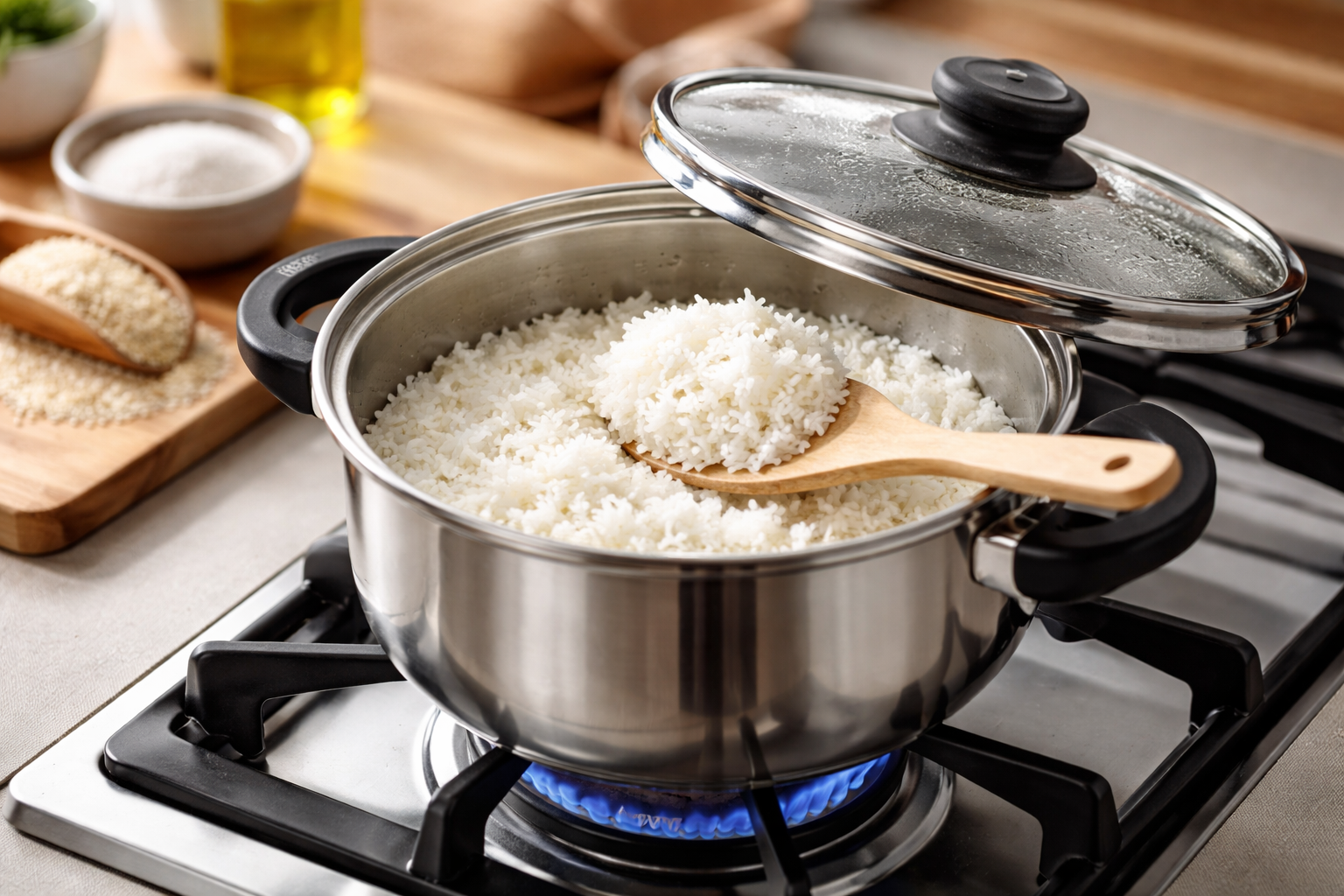 具体例:アムウェイ鍋での白米炊飯(ガスコンロ)手順と調整