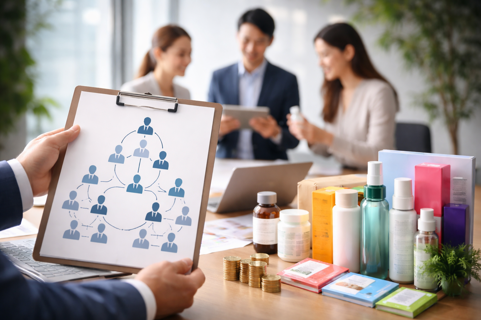 ネットワークビジネスは「商品販売」と「紹介」が組み合わさる仕組みです